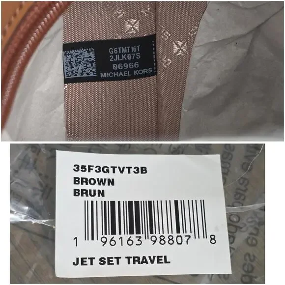 Michael Kors Jet Set Travel Medium Double Pocket Sould Tote/Bag Brown New - Picture 10 of 10
